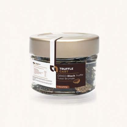 Dried Tuber brumale black winter truffles in Truffle Cart jar1