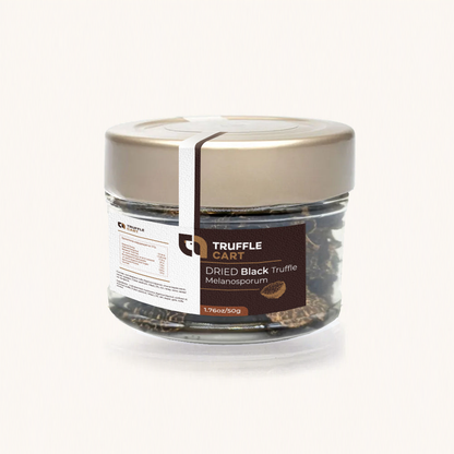 Dried Tuber melanosporum black winter truffles in Truffle Cart jar1