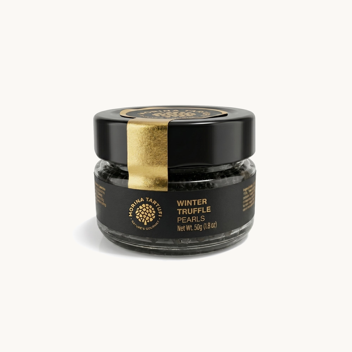 Black truffle pearls made with Tuber melanosporum