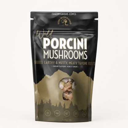 Euro Mushrooms wild dried porcini mushrooms in a 1 lb resealable pouch4