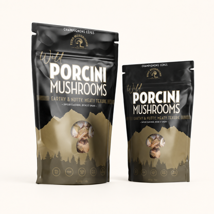 Euro Mushrooms wild dried porcini pouches in 3 oz and 1 lb sizes2